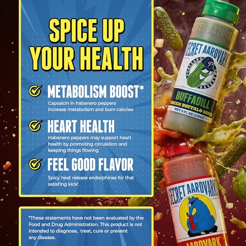 Image of Secret Aardvark Habanero and BuffaDill Hot Sauce 2-Pack Bundle 8 fl oz Each | Spicy BBQ and Dill Pickle Buffalo Combo, No HFCS, Vegan, For Wings, Tacos, Burgers, Gift Set
