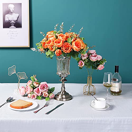 Luyue Artificial Peonies Flowers 2 Pack Silk Fake Peony Flower Arrangement For Wedding Bouquets Decoration Home Office Outdoor Floral Decor-Bright Orange #TOP2