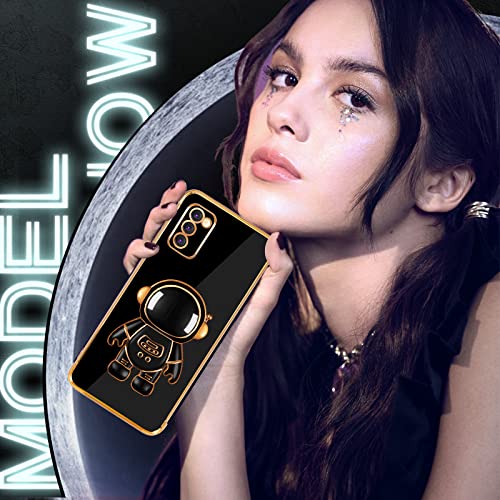 Buleens For Samsung Galaxy A03S Case With Astronaut Stand, Women Girls Galaxy A03S Phone Cases, Girly Cute 6D Outer Space Heart Pattern Phone Cover For Samsung A03S 6.5 Inch Black #TOP2