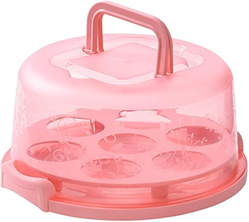 TOPINCN Funda portadora de tartas, portador portátil para cupcakes con tapa y asa, recipiente redondo para tartas, bandeja del desierto, caja de