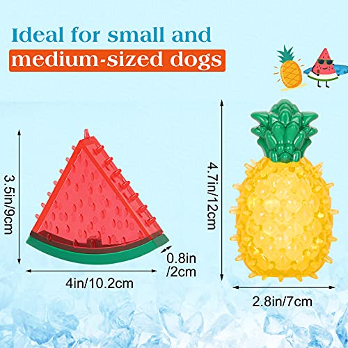 Pawaboo Pet Molaren Spielzeug, 2 Pack Haustier Spielzeug Sommer Hunde Kühlung Spielzeug Hundekauspielzeug Set für Welpen Kauen Training Spielen, Wassermelonen- und Ananasformen