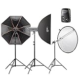 Z Wei VC Excellence Blitzleuchten mit 600 und 300 WS Blitzleistung, stufenlos regelbar von 1/1 bis 1/32, Blitzleistung und Einstelllicht (150 W/300 W und 250 W/600 W) stufenlos, getrennt und proportional regelbar, integrierter 2,4 Ghz Empfänger und extra Funkauslöser mit 16 Kanälen