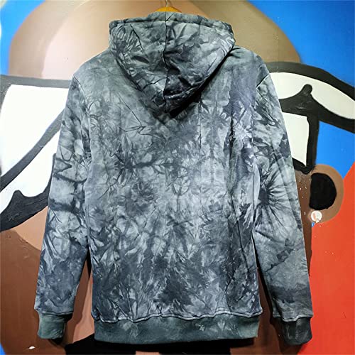 Men's tie-dye Hooded Sweatshirt Pullover Hoodie Long Sleeve Shirts Casual Tie Dye Print Top with Pockets Plus Size3