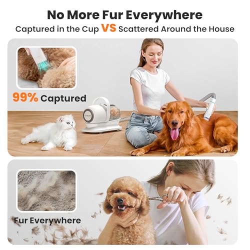 Neakasa P1 Pro Pet Grooming Kit & Vacuum Suction 99% Pet Hair, Professional Clippers with 5 Proven Grooming Tools for Dog and Cat