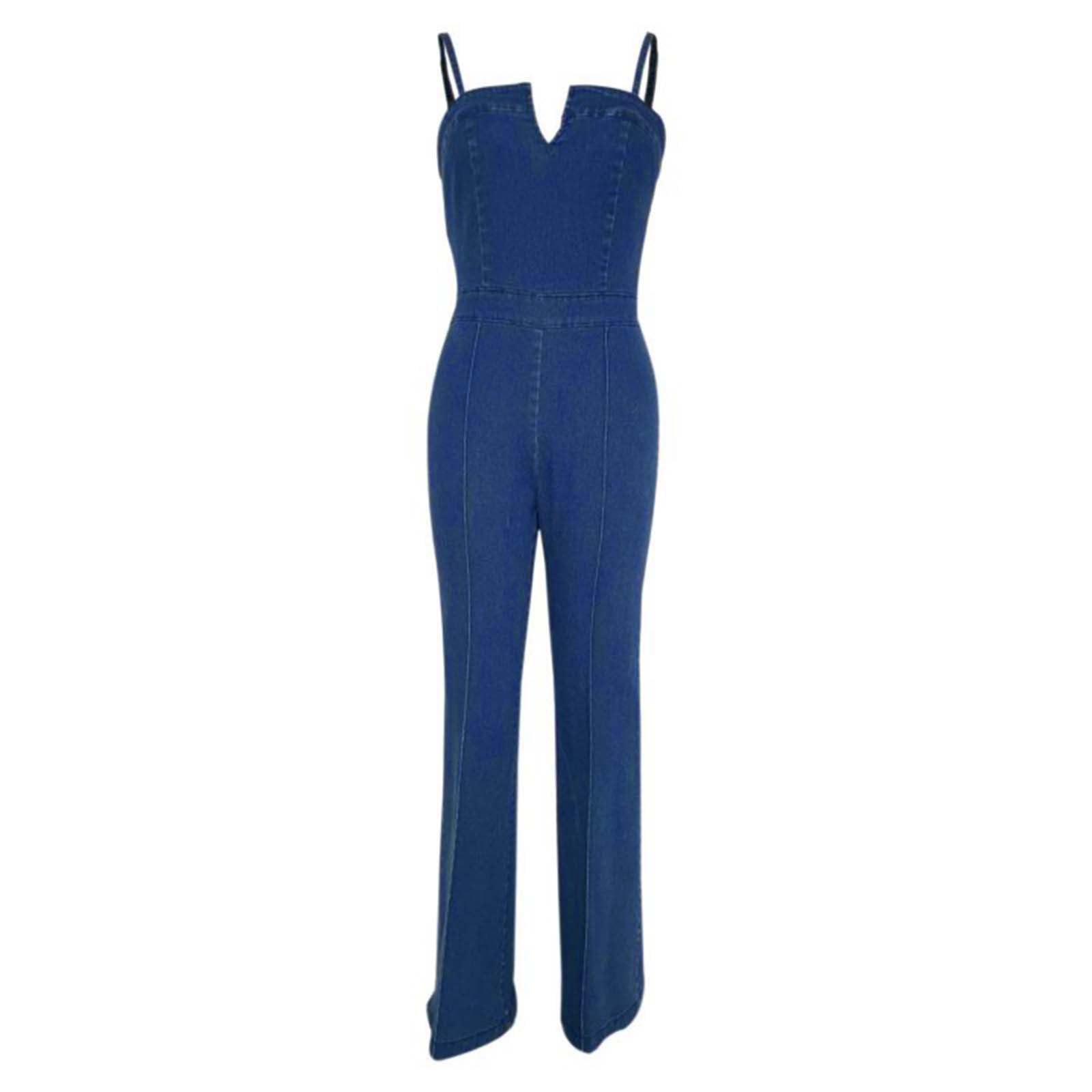 Jumpsuits für Damen Lang, Overall Damen Sommer Elegant Weites Bein Ärmellos Einteiler Outfit Frauen Komplett, Romper Playsuit Kostüm Hosenanzug Festlich Casual Basic Women's Jumpsuits & Playsuits