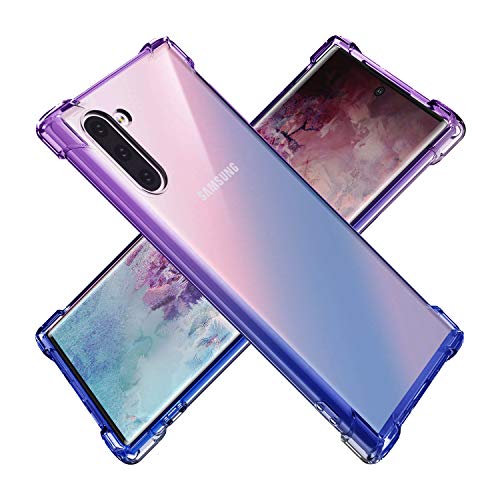 BAISRKE Galaxy Note 10 Case, Shock Absorption Flexible TPU Soft Edge Bumper Anti-Scratch Rigid Slim Protective Cases Hard Plastic Back Cover for Samsung Galaxy Note 10 - Blue Purple Gradient