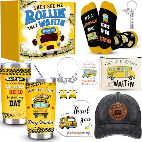 10 Pcs School Bus Driver Appreciation Gifts for Women, Back to School, Christmas Gift with 20 Oz...