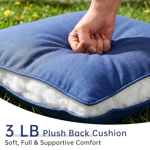 Image of Luxury 6 inch Thick Outdoor Cushion Set 9-22x24 Patio Furniture Cushions with 28D High-Density Foam, Water-Resistant & Fade-Resistant Fabric, Removable Covers for Patio Furniture Sofa Couch -Blue