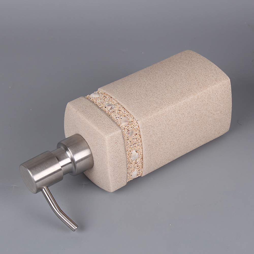 Estilo Moderno Juego de Accesorios de Baño de Resina Conjunto de Baño con Porta Cepillo de Dientes, 2 Tazas, Dispensador de Jabón Líquido, Jabonera, Arena Creativa,with Reverse Tray