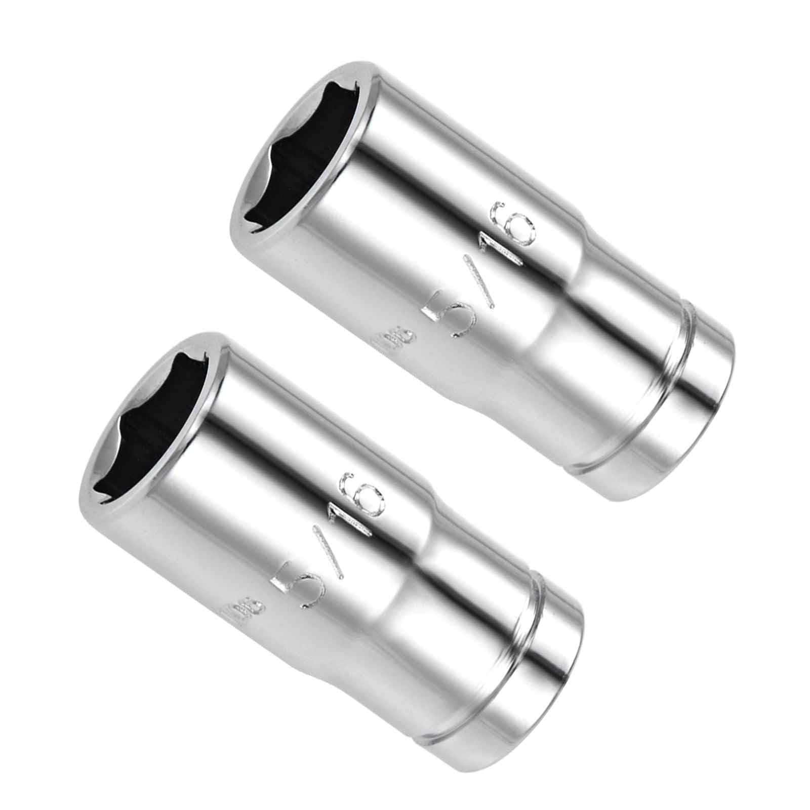 CoCud 6-Point Socket, 1/4" Drive 5/16" Deep, Polished Chromed CR-V SAE Standard Shallow Impact Socket