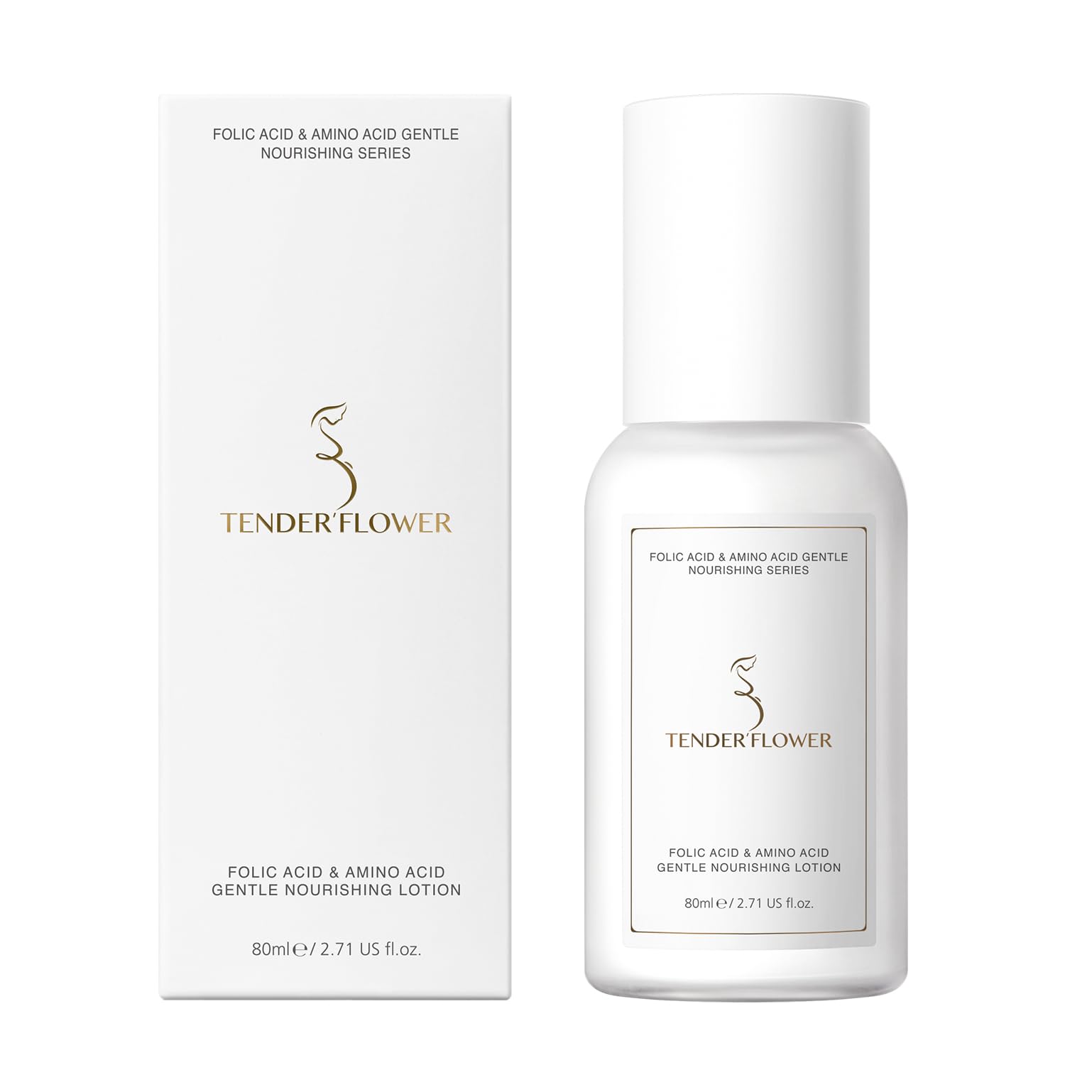 TENDER’FLOWER FOLIC ACID & AMINO ACID GENTLE NOURISHING LOTION HYORATE AND MOISTURIZE FOR DRY AND SENSITIVE SKIN, 2.7fl oz (Pack of 1)