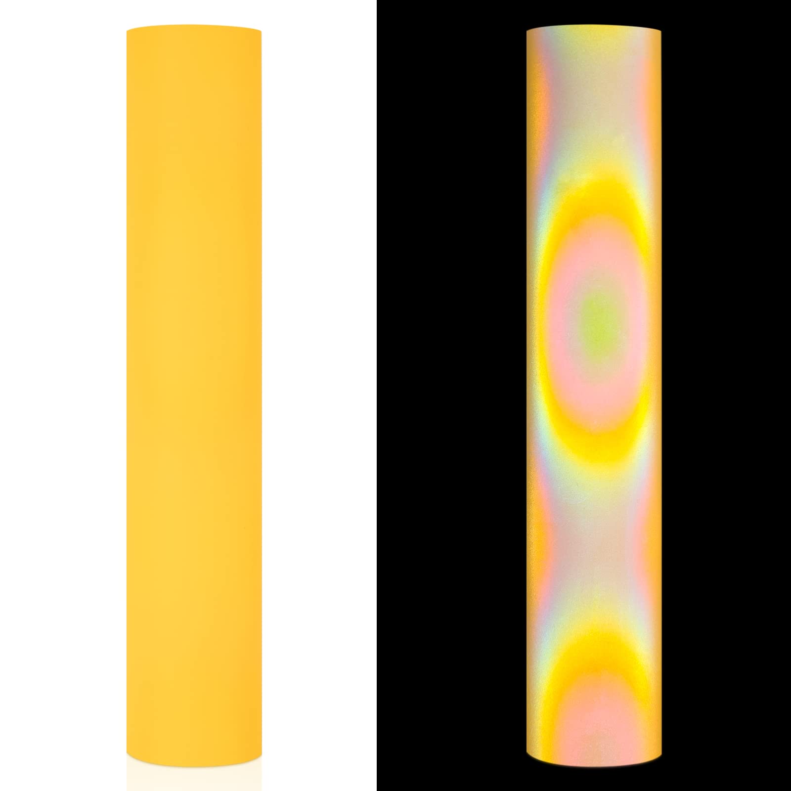 VINYL FROGReflective Permanent Vinyl, Yellow Reflective Adhesive Vinyl Roll 12" x 6FT Craft Vinyl for Crafts, Stickers, Decals, Signs, Address