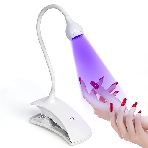 AORAEM Lámpara LED de uñas portátil de cuello de cisne con enchufe, lámpara de gel para secador de uñas, luz de esmalte de gel, luz profesional para