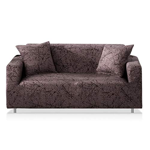 Fundas elásticas para sofá de 2 plazas, protector de muebles para todas las estaciones, funda elástica para sillón y sofá de gran tamaño, tela marrón duradera, fácil de limpiar