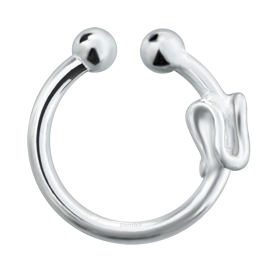 Parnika Reversible Two Designs No Piercing Hoop Silver Ball Nose Ring Clip On Silver Nath in Pure 92.5 Sterling Silver for Girls/Women | No Piercing Required | (B0CW5ZVNC5) Amazon Price History, Amazon Price Tracker