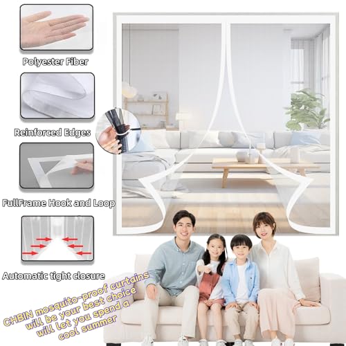 Moustiquaire de fenetre magnétique blanche 152 x 50 anti insecte - 4