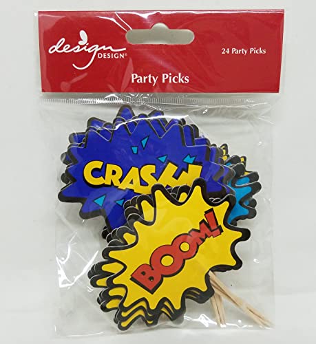 Comic Book Cupcake Toppers For Birthday - Paper Party Picks, 24 Pack #TOP1