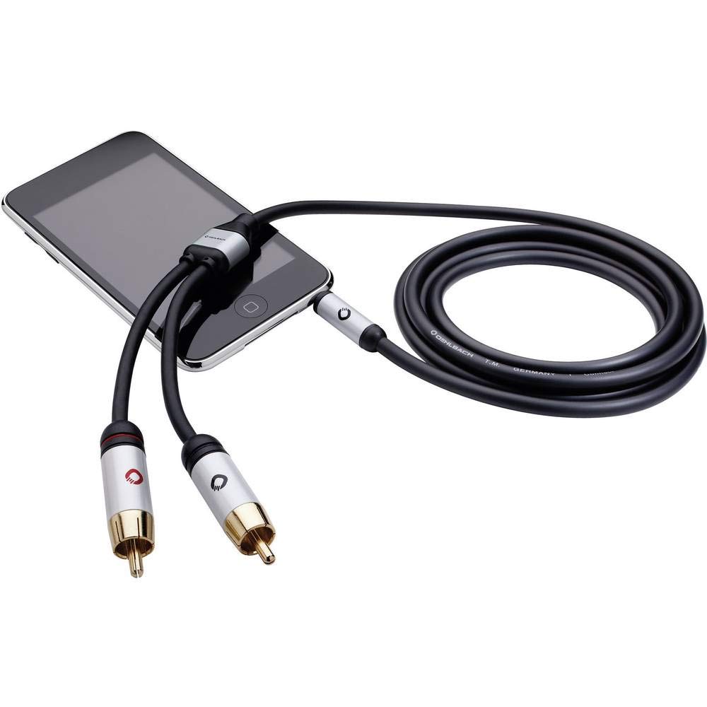 OEHLBACH i-Connect Audio Kabel J-35/R - Klinke 3,5 mm auf 2 x Cinch - analog - Stereo - schwarz - 5m
