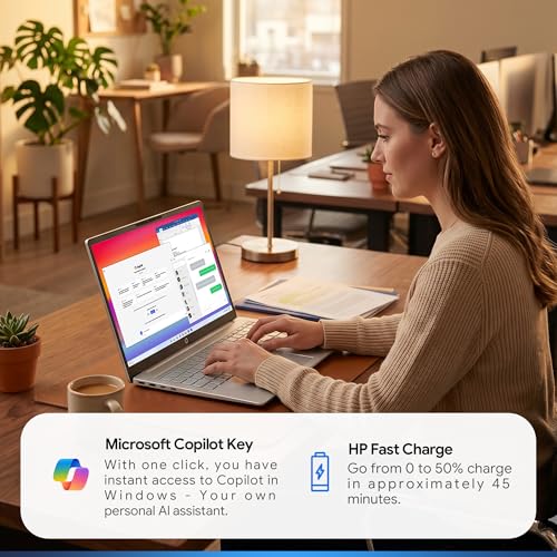 Image of HP OmniBook 3 Flagship 16 inch 2K Touchscreen Laptop Bundle with Docking Station, AMD Ryzen 5 Processor, 16GB RAM, 256GB PCIe SSD, IPS Display, WiFi 6, AI Copilot, Windows 11, Glacier Silver