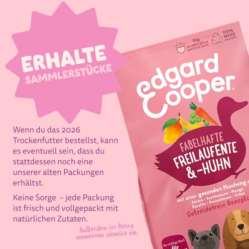 Edgard & Cooper Hundefutter Puppy Getreidefrei für Large Welpen Hunde (12kg), frische Ente & Huhn, ausgewogene Rezeptur speziell für Welpen, mit Karotte, Kurkuma, Thymian und Birne, nie Fleischmehl