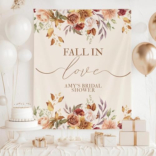 Falling in Love Bridal Shower Tapestry Rustic Autumn Wedding Wall