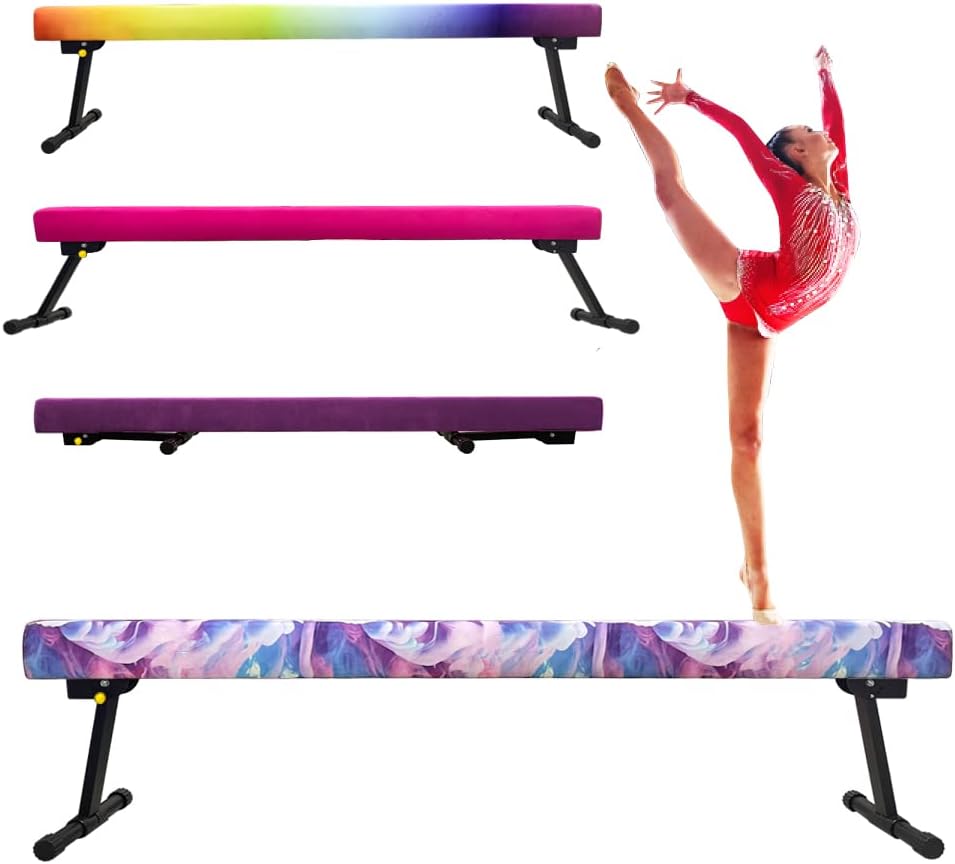 Peakpath 7.2FT Adjustable&Foldable Gymnastics Balance Beam,Home Gym Equipment,Easy Assembling and Storage,No Tool Require,for Kids Children Girls Training Ages 3-12