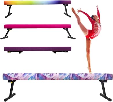 6FT Adjustable&Foldable Gymnastics Balance Beam,Home Gym Equipment,Easy Assembling and Storage,No Tool Require,for Kids Children Girls Training Ages 3-12