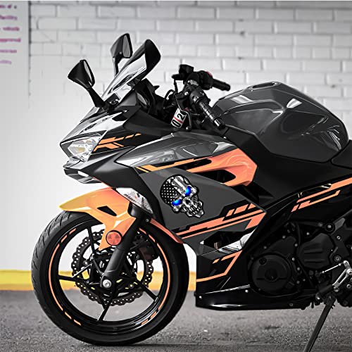 3 Pack 5.1"Reflective Black American Flag Sticker, Skull Decal With Black Us Flags, Uv Fade Resistant Vinyl Car Flags Stickers For Trucks Jeep Van Women Men Motorcycle Laptop Skateboard Bike Bumper Window Decals #TOP3