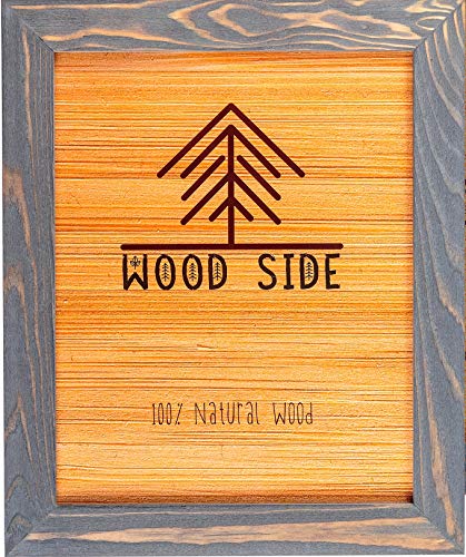 Image of Rustic Wooden Poster Picture Frame 13x19 - Natural Solid Eco Distressed Wood for Wall Mounting Photo Frame - Grey