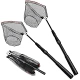 Kescher Angeln, Teleskop-Kescher 130cm, Unterfangskescher Angelkescher mit Faltbare Fischernetz, Langlebiges Nylongeflecht Angelzubehör für Erwachsene und Kinder Mit 2er Set