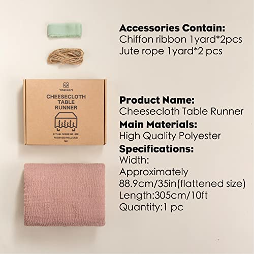 Vitalizart Dusty Rose Pink Cheesecloth Table Runner 10Ft Cheese Cloth Boho Tablecloth 35 X 120 Inches Gauze Fabric Rustic Decorations For Bridal Wedding Decor Baby Shower Valentines Birthday Party #TOP2