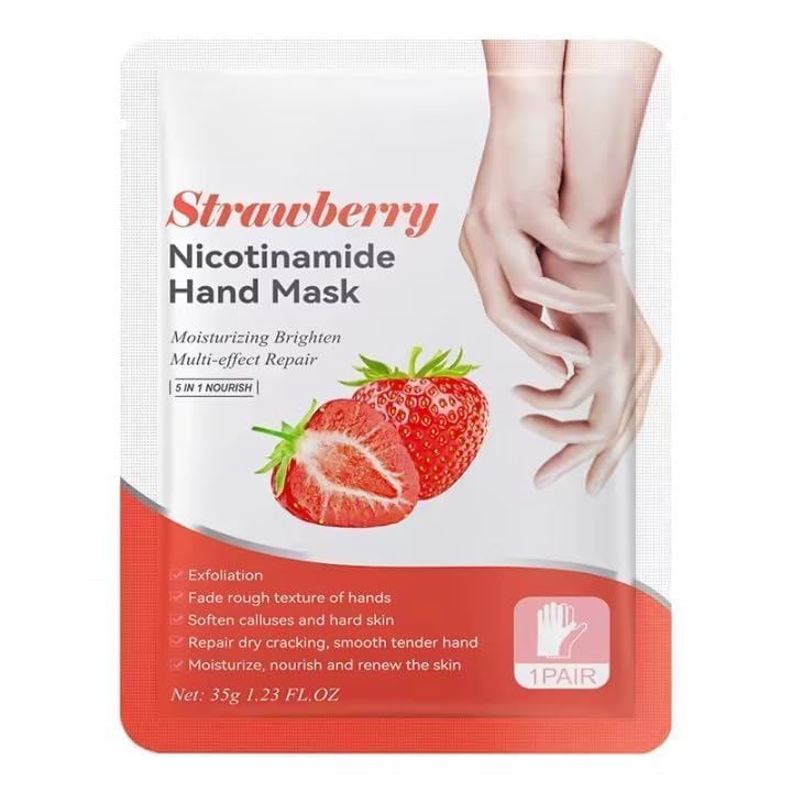 Hand Peeling Mask, Exfoliating Treatment for Dry Skin, Dead Skin Removal, Moisturising Care, Soft Smooth Skin, for Men and Women (Pack of 3, Red)-image-21