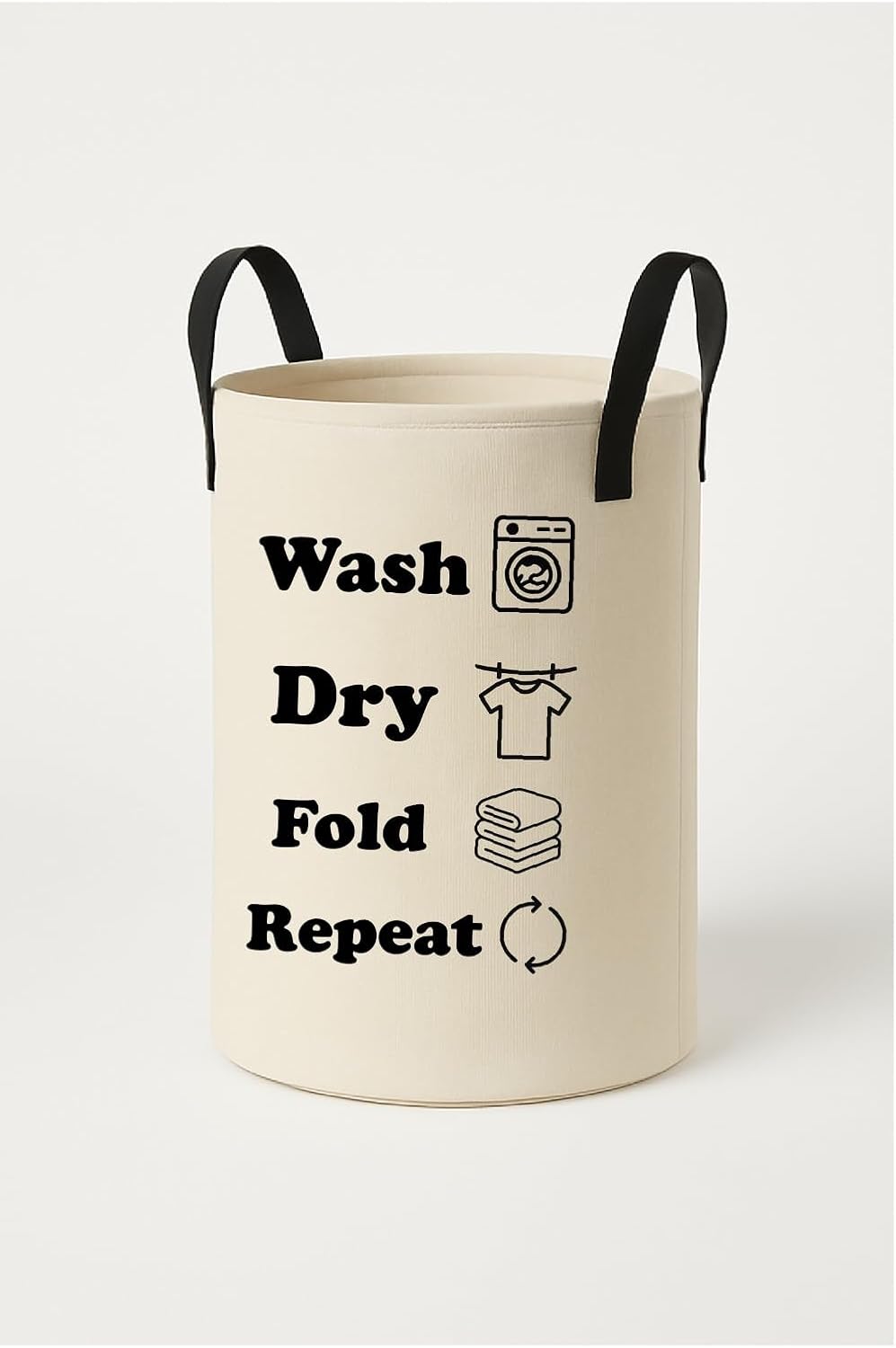 Disu 45L Ltr- Laundry Bag Foldable | Laundry Bag for Clothes | Clothes Basket | Basket for Clothes Storage | Toy Storage Basket (35x35x45cm, Black & Beige)