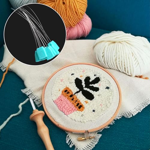 Pndeyo 8pcs 7.87\" Long Punch Needle Threaders, Punch Needle Threading Tool, Stitching Needle Threader Sewing Accessories for Embroidery Cross Stitch DIY Crafts