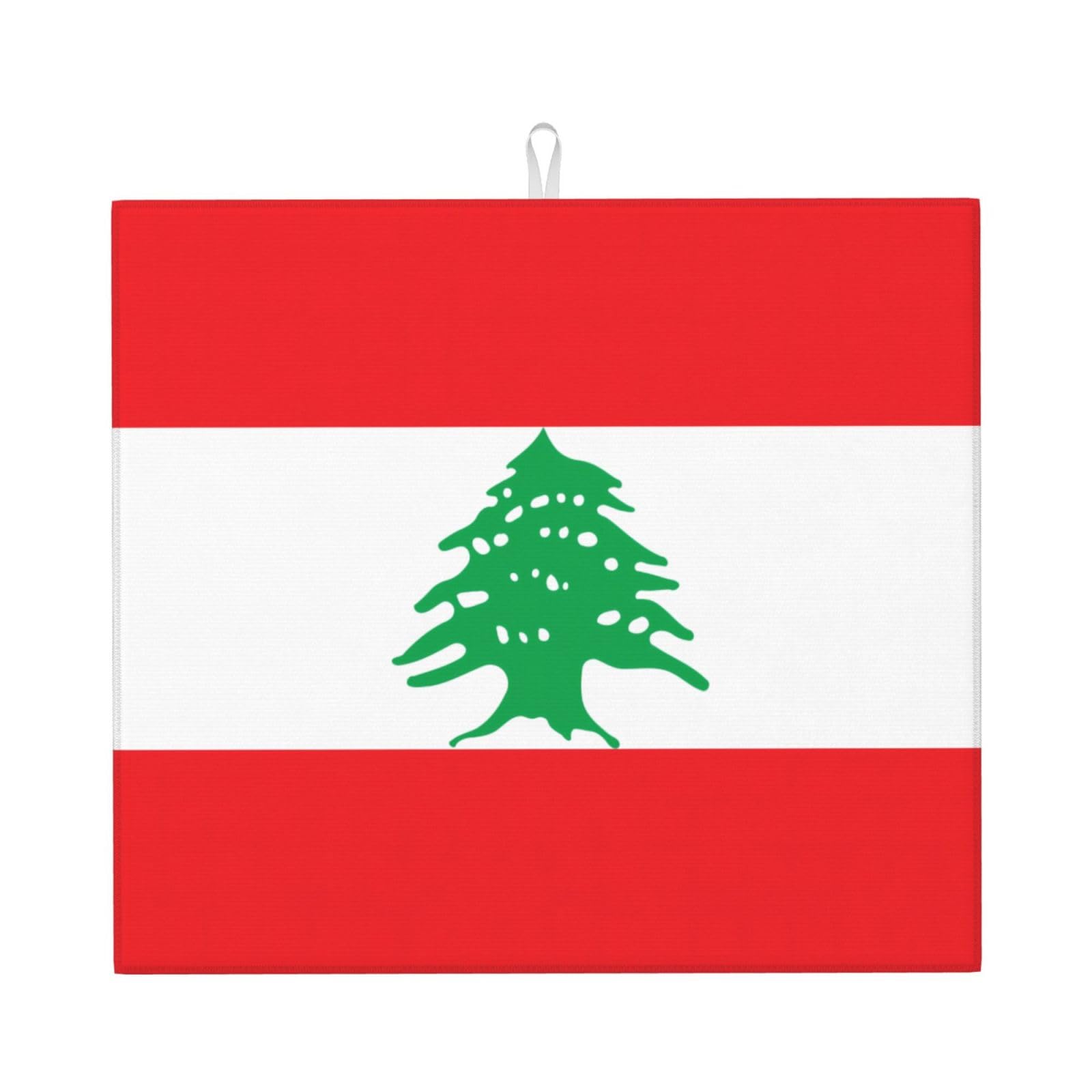 WHJDPP Flag of Lebanon Prints Kitchen Drying Mat - Absorbent Dish Drying Throw with Colorful Prints, Quick-Dry Countertop Layer for Dishes & Appliances - Non-Slip & Foldable