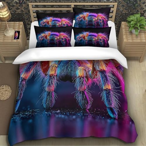 Linge de lit araignée 3D résistant aux plis et facile à laver avec zip