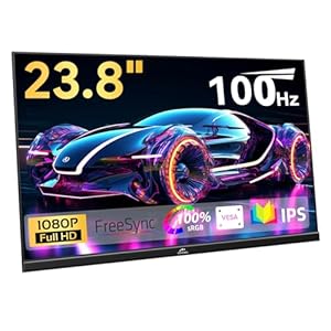Kenowa USB-C Tragbarer Monitor 23.8 Zoll FHD 1080P IPS Externe Bildschirm 100Hz FreeSync Gaming Monitor mit Lautsprecher Typ-C/HDMI für Laptop/PC/Telefon/Mac/PS4