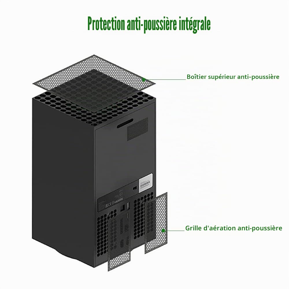 Lot de 2 filtres à poussière pour Xbox Series X, couvercle de valise/purge de poussière pour console Xbox Series X Plus : avec 4 capuchons de poignée