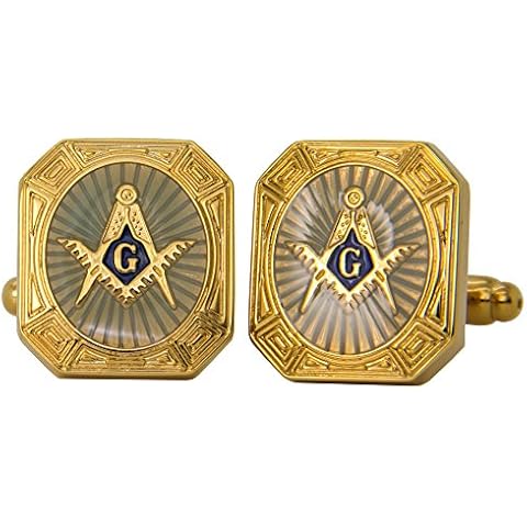 Vittorio Vico Round Corners Masonic Cufflinks for Men - Unique Mens Jewelry - Best Gift for Him, Dad, Uncle, Bestfriend, Groom (Black) Cover
