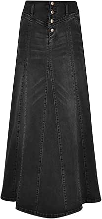 Damen Jeansrock Mit Knopfleiste - A-Linie & Hohe Taille Für Lässigen Style