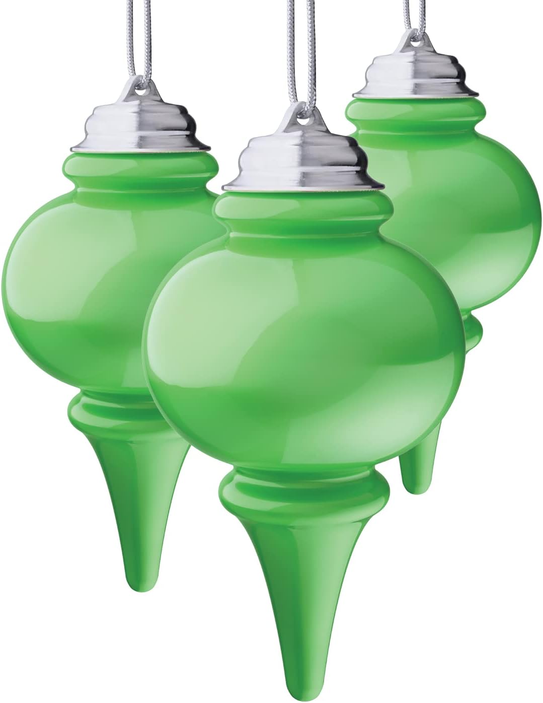 Xodus Innovations WP665-3 Battery Powered 8 Inch LED Finial Outdoor Decoration Ornaments, Pulsing Action, Dusk Sensor (Pack of 3), Light Green