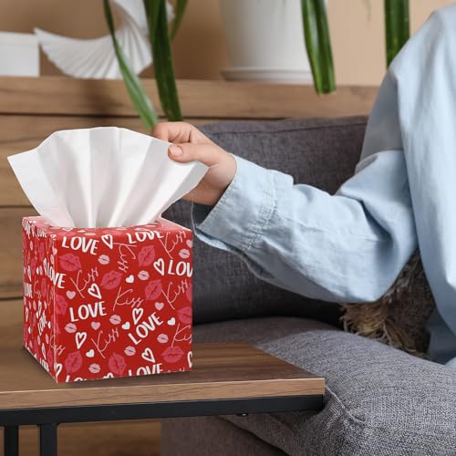 Image of Fuyoooo 12 Pack Wedding Party Supplies Facial Tissues Box Party Red Heart Cube Tissue Case for Wedding Table Decor Bathroom, Bedroom, Vanity Countertop, Night Stands, Desk(12 Packs of 50)