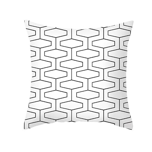 Chenlane Silk Pillow Covers Indian Style Cushion With Tassels Geometric Art, Black And White Zipper Covera Couch Exquisite Prints 45x45 cm, 1Pcs