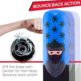 Whoobli Ninja Inflatable Kids Punching Bag, Inflatable Toy Punching Bag for Kids, Bounce-Back Bop Bag for Play, Boxing, Karate, Anger Management, Gift for 3-7 Years Old, Toys Age 3 4 5 6 7; New 2025