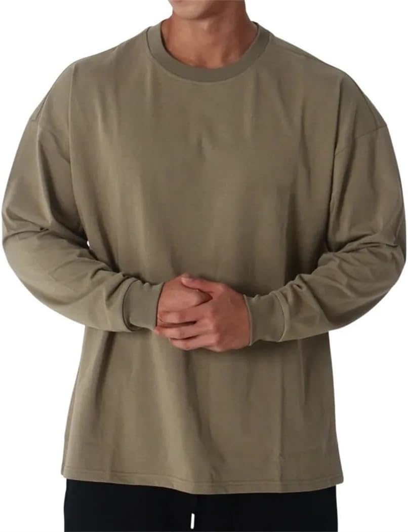 Men's Thin Sweater Fashion Loose Fit Fitness Casual Training Sports Long Sleeve T-Shirt Pullover