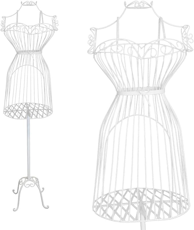 JOHN'SDECOR Female Mannequin Torso Body Dress Form - Half Length Iron Manikin for Clothing Display - Tailors Dummy Dress Hanger (White Without Hanger)