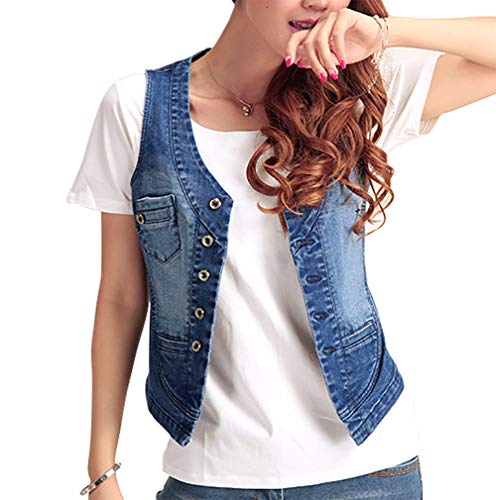 Jade Hare Denim Vest For Women Blue Slim Fit Jackets Crop Top Denims Waistcoat Sleeveless Lightweight Utility Jeans Vests