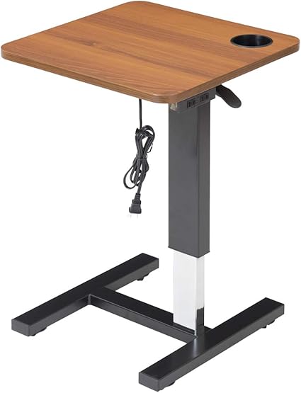 Amazon Co Jp タンスのゲン テーブル サイドテーブル 昇降式 幅45cm 木目調 キャスター付き ドリンクホルダー コンセント付き 高さ調節 昇降式テーブル Pcデスク パソコンデスク ベッドテーブル おしゃれ ライトブラウン 文房具 オフィス用品