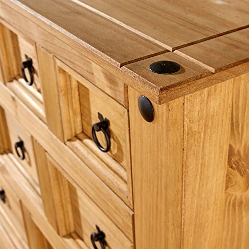 Home Source Corona Chest of Drawers Pine Sideboard 9 Drawer Merchant Cabinet Distressed Wax