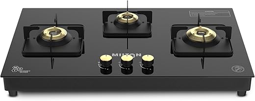 Milton Champion Top Hob Cooktop 3 Burners LPG Gas Stove | Manual Ignition | 8mm Toughened Glass Top | ISI Certified | | 360 Degree Nozzle | Modern…
